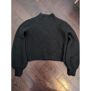 Doen Women's Lulu Chunky Alpaca Wool Blend Knit Sweater Bell Sleeve Black Sz XS